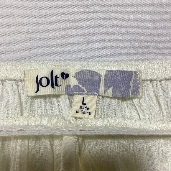 Jolt Cream Flowy Lace Trim Peasant Women's Blouse - Picture 6 of 10